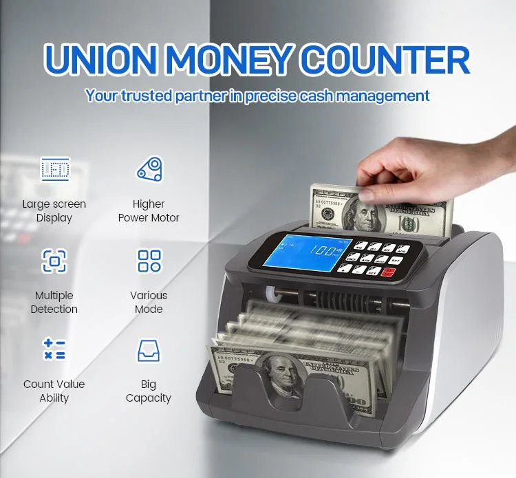 Union 0732 High Quality Bill Counter USA Heuro Money Detector Andheld Handy Money Counter with LED Display Currency